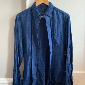 J. Crew Glen Plaid Cotton Linen LS Button Down
